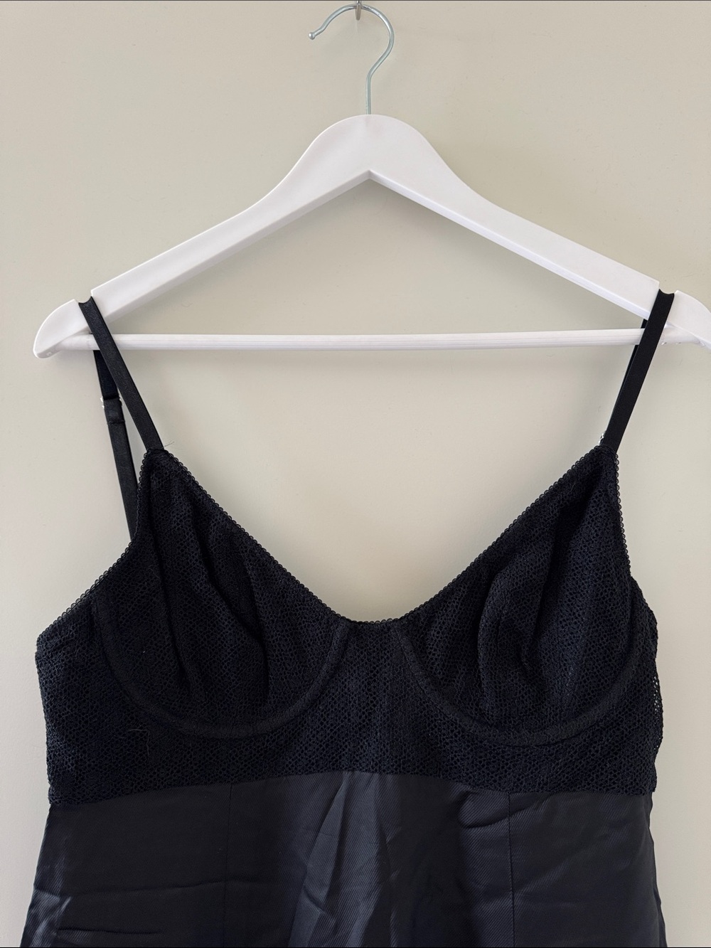 Black Slip Dress with Ruffle Hem - Picture 5 of 5